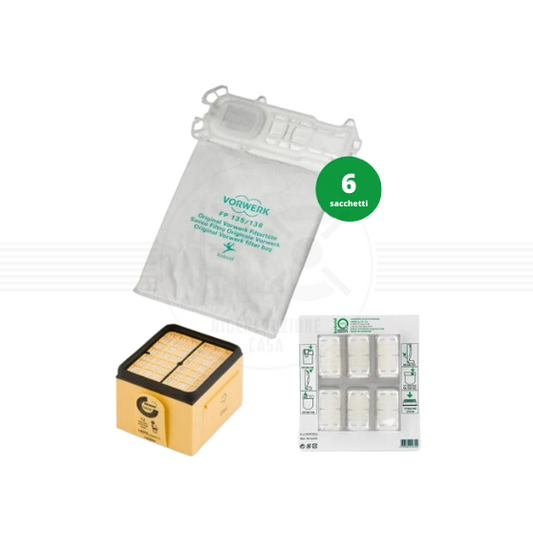 Sacchetti Originali VK135 - VK136 + Dovina + Filtro Griglia