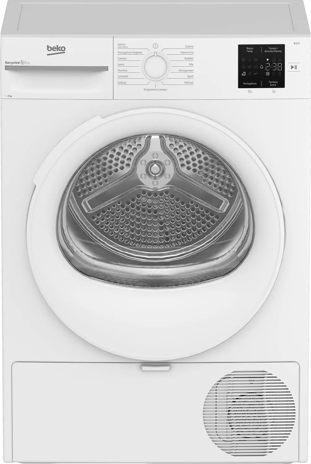 Beko Asciugatrice 8 Kg con Pompa di Calore Profondità 55 cm Vapore EcoGentle colore Bianco - BMTR38W